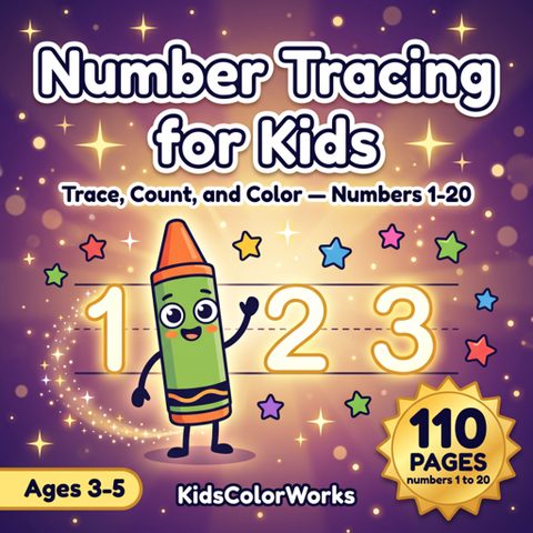 Number Tracing for Kids Ages 3–5 — book cover
