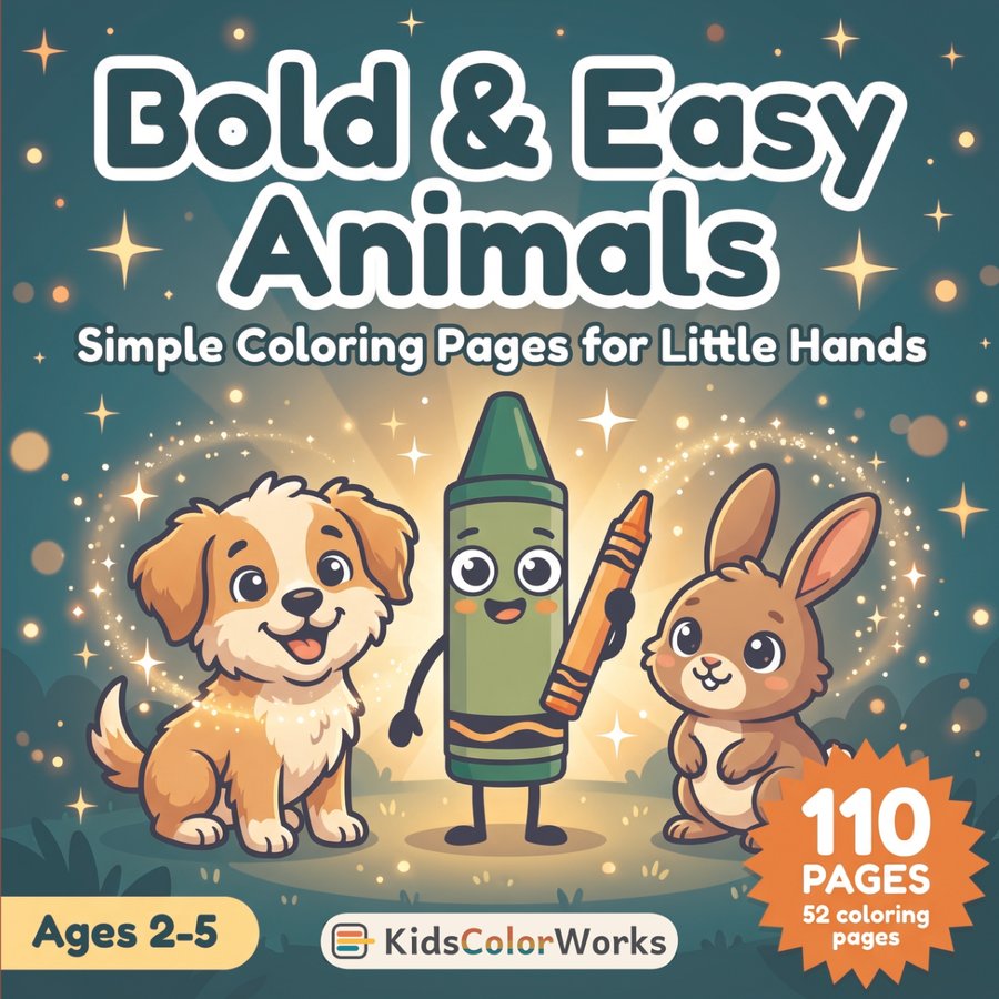 Bold & Easy Animals Coloring Book for Kids Ages 2–5 — front cover