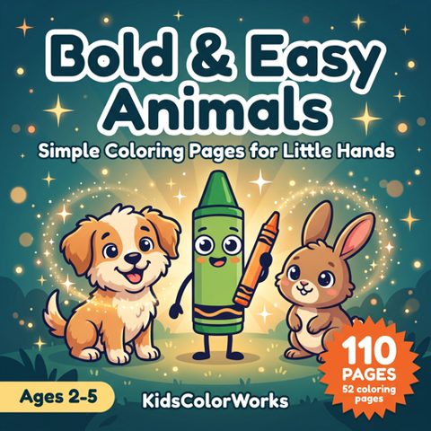 Bold & Easy Animals Coloring Book for Kids Ages 2–5 — book cover