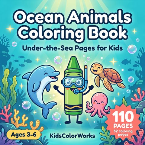 Ocean Animals Coloring Book for Kids Ages 3–6 — book cover