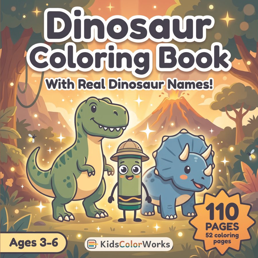 Dinosaur Coloring Book for Kids Ages 3–6 — front cover