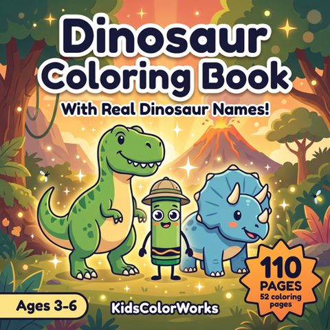 Dinosaur Coloring Book for Kids Ages 3–6 — book cover