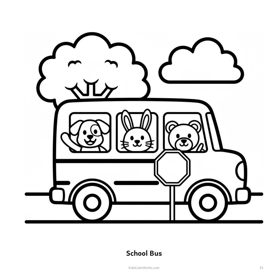 Trucks, Diggers & Things That Go Coloring Book for Kids Ages 2–5 — inside page 3