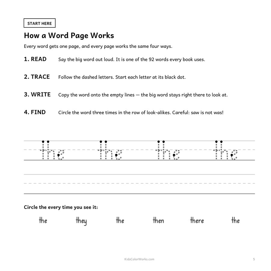 Sight Words Practice — inside page 1