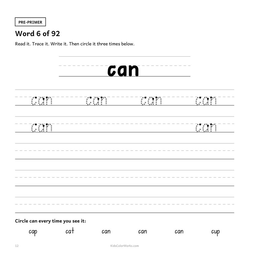Sight Words Practice — inside page 2