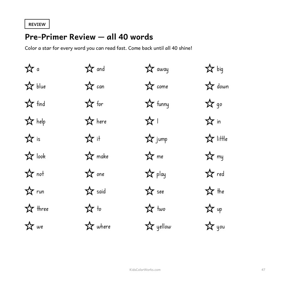 Sight Words Practice — inside page 3
