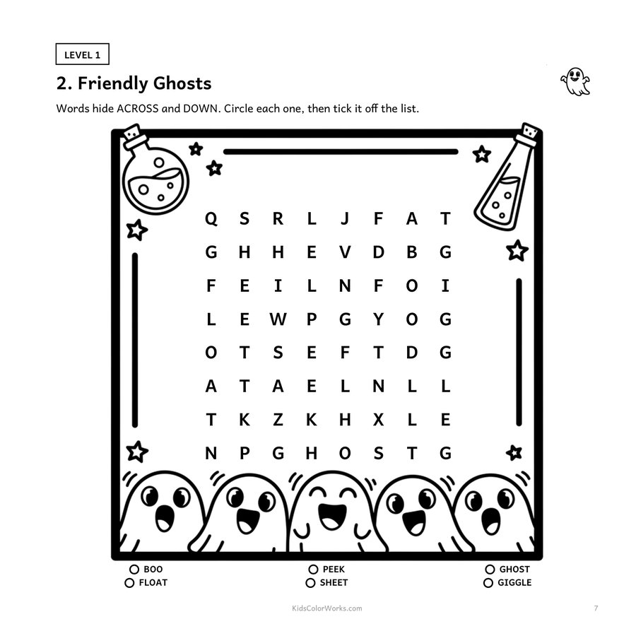 Halloween Word Search — inside page 1