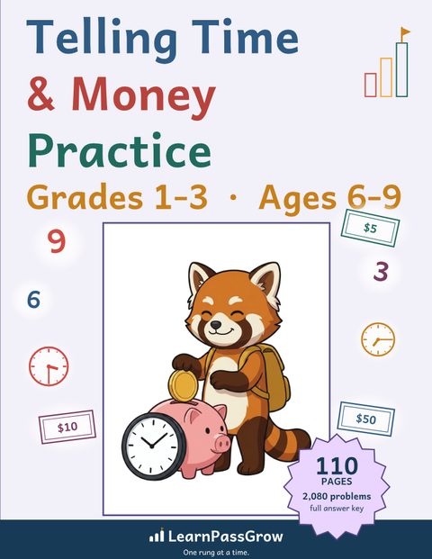 Telling Time & Money Practice — book cover